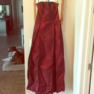 Burgundy, Iridescent, Strapless Prom Dress